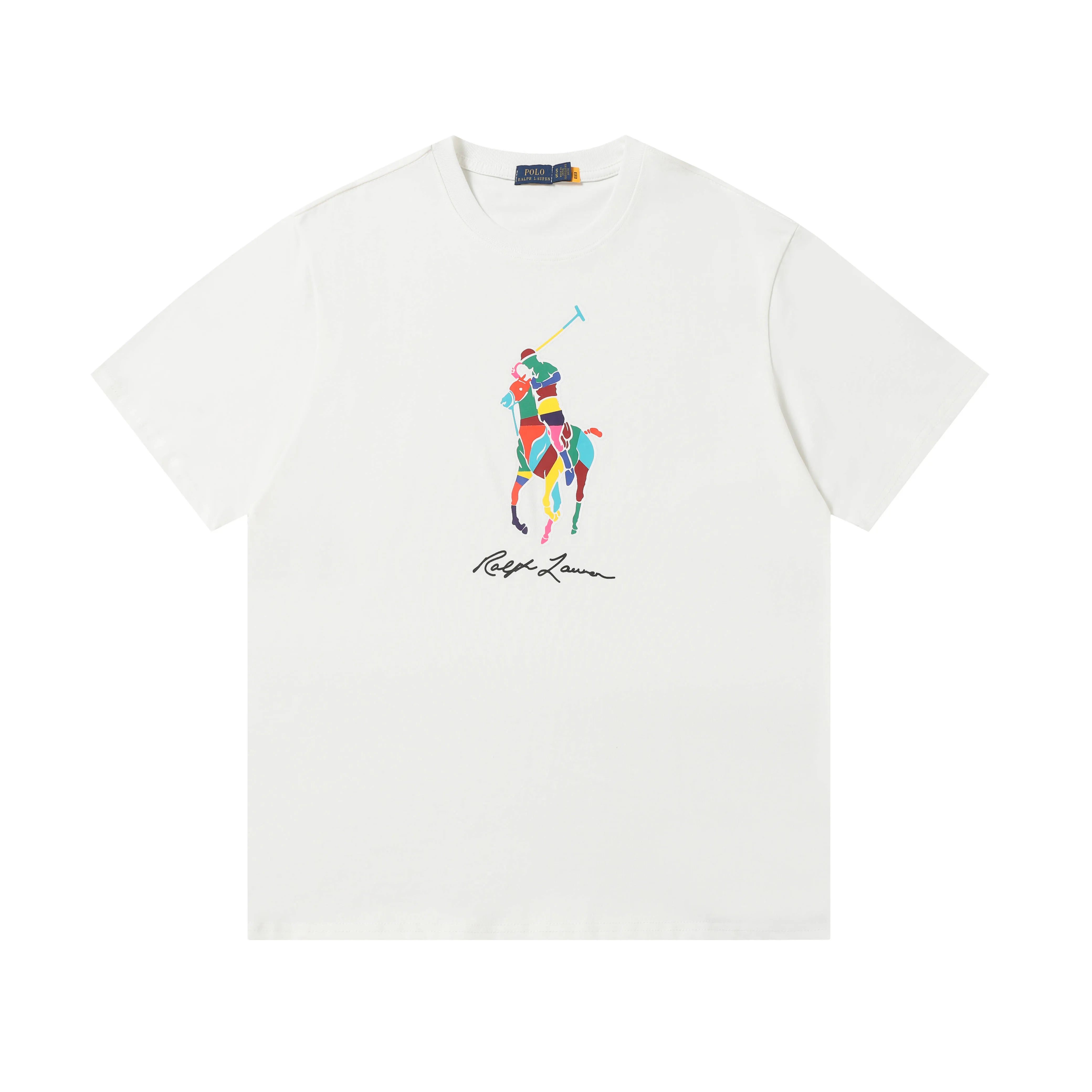 P130 Style number: A003 [Ralph Lauren classic color printed round neck basic short sleeves] ✅270g double yarn fabric, custom woven and dyed threads ✅Original sticker Scan the QR code to enter the official website ✅Large version, loose and stylish, can wear up to 200 pounds Color: black white Size: S-XL
